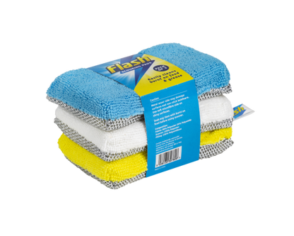 FLASH 3pk Scouring Pads 9x14x2.7cm