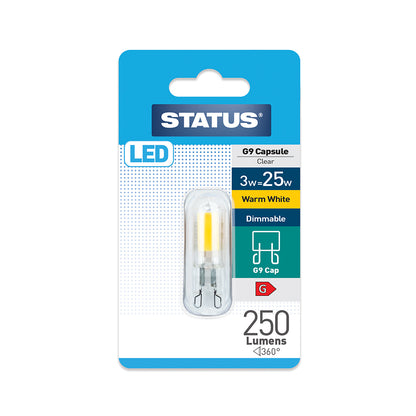 3 W = 25 W = 250 lumens - LED à intensité variable - G9 - 1 pce