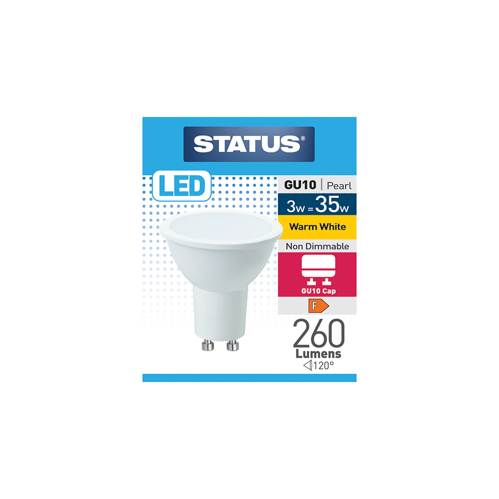 3w = 35w = 260 lumens -LED - GU10 - 100° - PA - Pearl - Warm White - 3000k - 1 pk