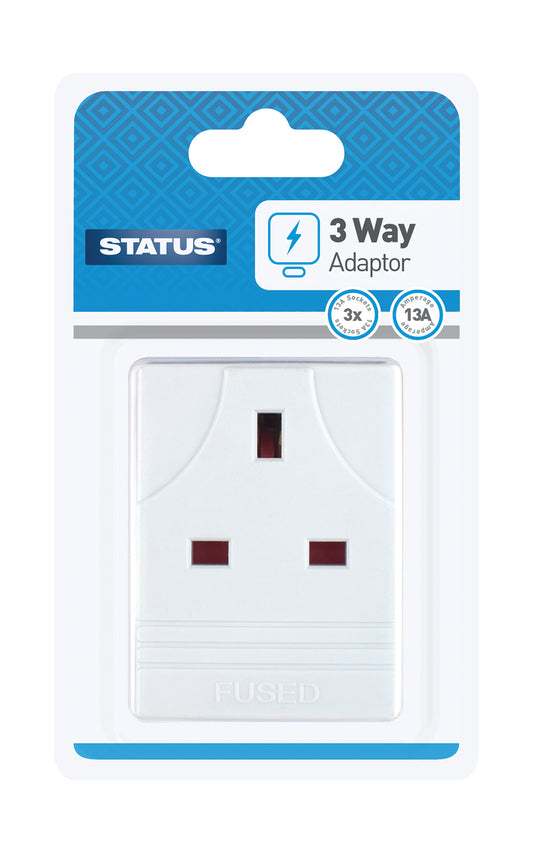 3 way - Fused - Adaptor - White