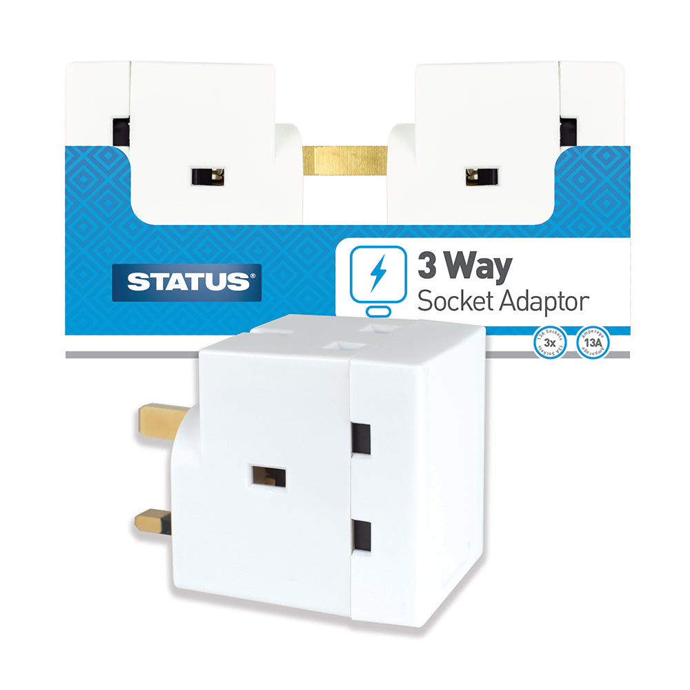 3 way - Fused - Adaptor - White