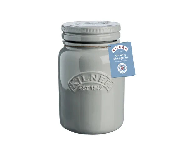 Bocale de rangement en céramique avec couvercle poussoir Morning Mist – Gardez notre cuisine organisée.