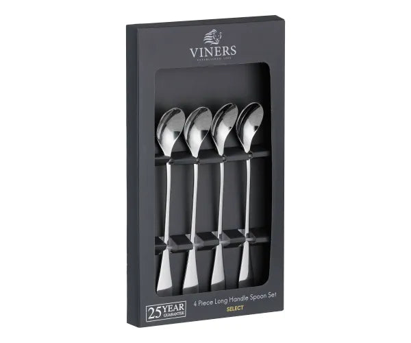Coffret cadeau de 4 cuillères à long manche en acier inoxydable 18/0 de qualité supérieure.