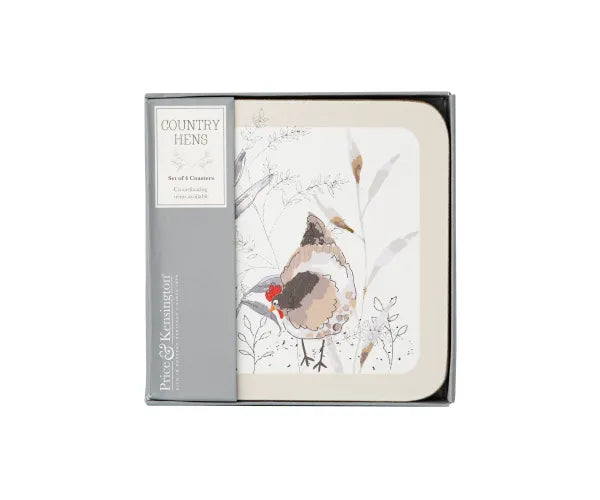 Dessous de verres « Poules de campagne » – Lot de 4