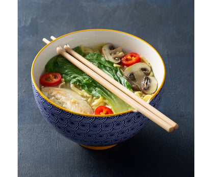 Le bol à nouilles de 16 cm Exquisite World Foods avec baguettes – Idéal pour la cuisine internationale.
