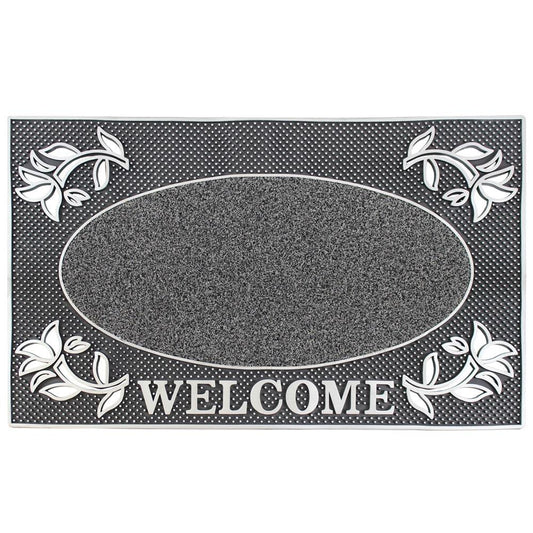 Silver Welcome Mat - 75 x 45cm: Elegant Entryway Decor for a Stylish Greeting