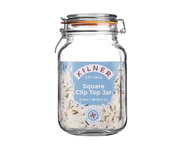 2-Litre Clip Top Square Jar