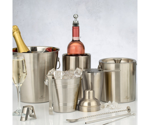 Premium 1.3L Silver Double Wall Wine Cooler | Stylish Barware for Perfectly Chilled Wines.