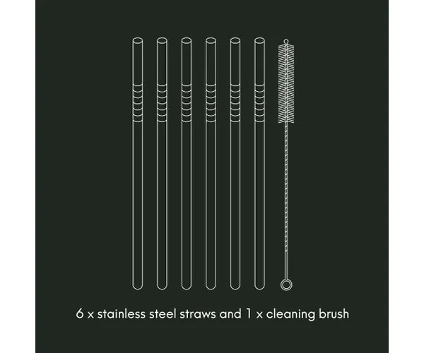 Your Sipping Experience with Our Barware 6pce Long Steel Drinking Straws Gift Set.