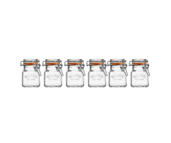 Lot de pots à épices en verre avec couvercle à clip – Organisez votre cuisine avec style.