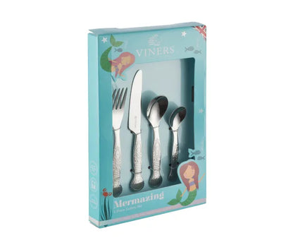 Coffret 4 Pièces Couverts Enfant Sirène | Accessoires Repas Amusants et Fonctionnels.