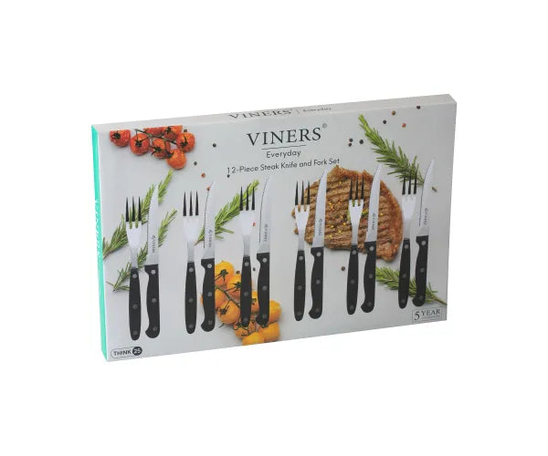 Your Dining Experience with our Everyday 12-Piece Steak Knife & Fork Set Giftbox.