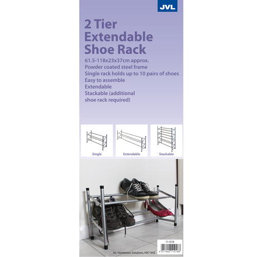 Rangez vos chaussures sans effort grâce à notre étagère à chaussures extensible à 2 niveaux - Grise.