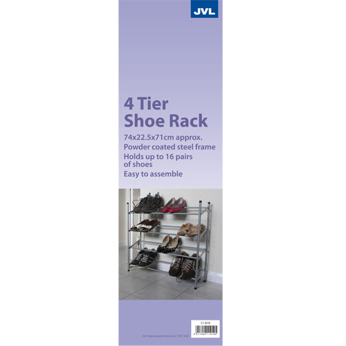 Organisez vos chaussures avec style : Étagère à chaussures à 4 niveaux en gris élégant.