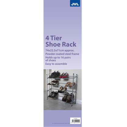 Organisez vos chaussures avec style : Étagère à chaussures à 4 niveaux en gris élégant.