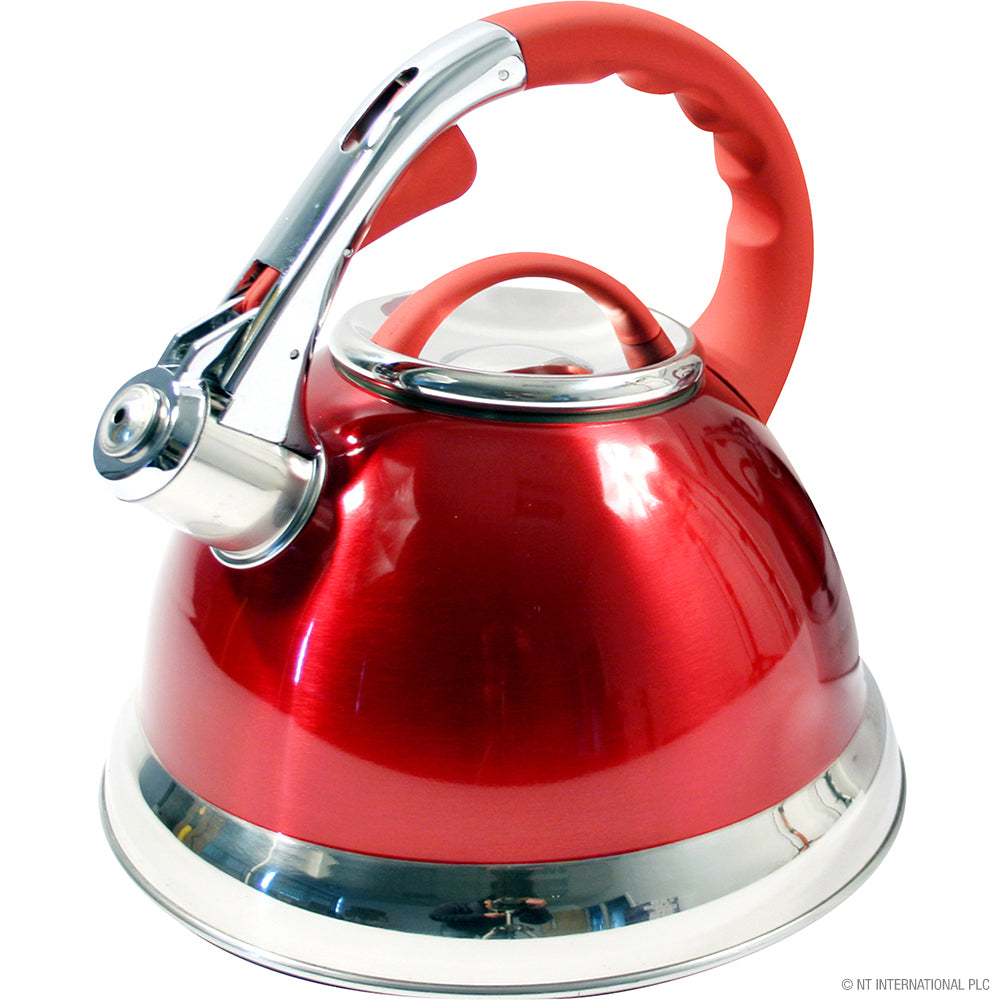 Bouilloire sifflante 3,5 L rouge et chrome - Une bouilloire élégante et efficace pour votre cuisine