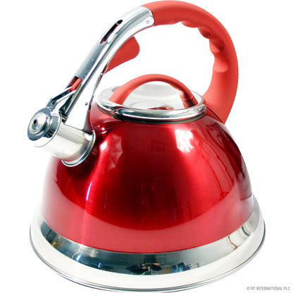 Bouilloire sifflante 3,5 L rouge et chrome - Une bouilloire élégante et efficace pour votre cuisine