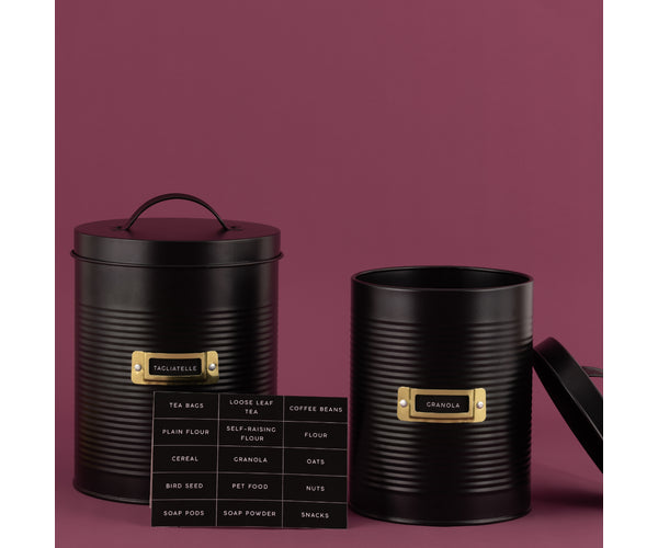 Lot de 2 boîtes de rangement Otto noires élégantes | Organisez votre cuisine avec élégance.