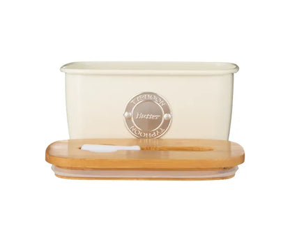 Conservez votre beurre frais avec notre ensemble de rangement et de spatule à beurre Living Cream.