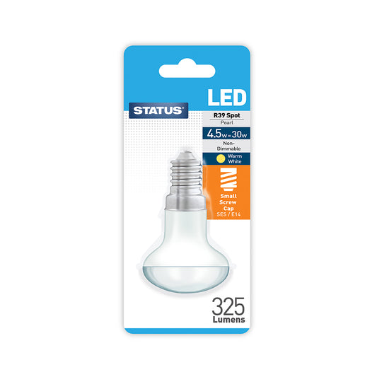 4.5w = 30w = 325 lumens - R39 Reflector Spot - SES - 1 pk