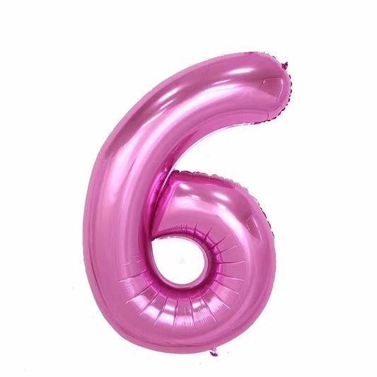 No 6 Helium  Foil Balloon Pink L 40"