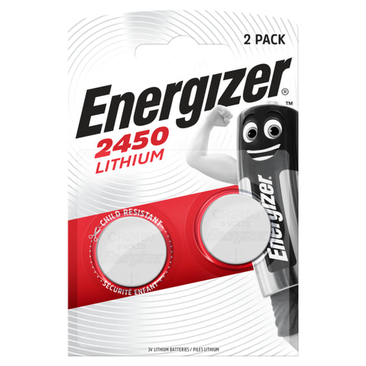 Energizer CR2450 3 Volt Lithium Coin Cell Battery. 2 Pack