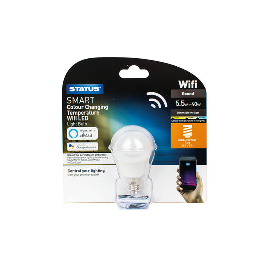 5.5w=40w=470 lumens Smart Round SES PA Pearl Colour Changing Temperature