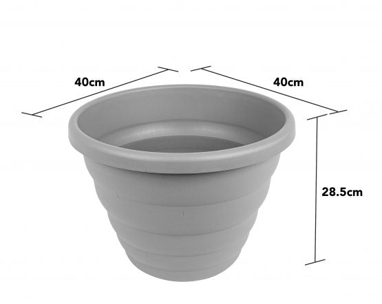 H342 Beehive 40cm Round Pot Cement Grey