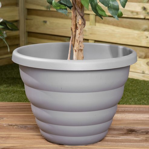 H344 Beehive 48cm Round Pot Cement Grey