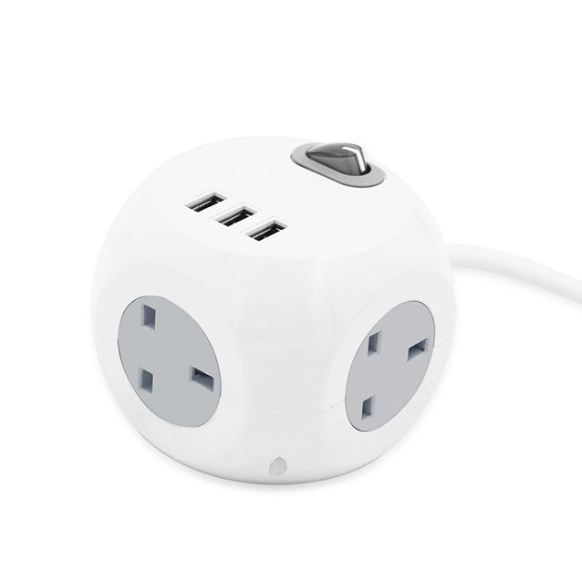 3 Way 1.4M Cube Socket With 3 USB Ports