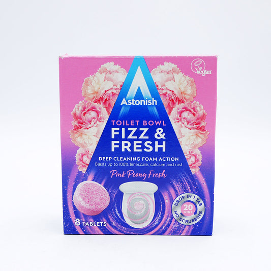 ASTONISH PASTILLES FIZZ&FRESH POUR CUVETTE DE TOILETTES ROSES LOT DE 8