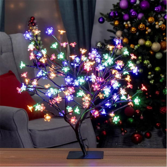 L'Atelier de Noël Arbre Lumineux 60 cm 128 LED Fleurs - Multicolore