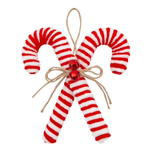 Décoration sapin de Noël en canne à sucre croisée - ÉTIQUETTE VOLANTE