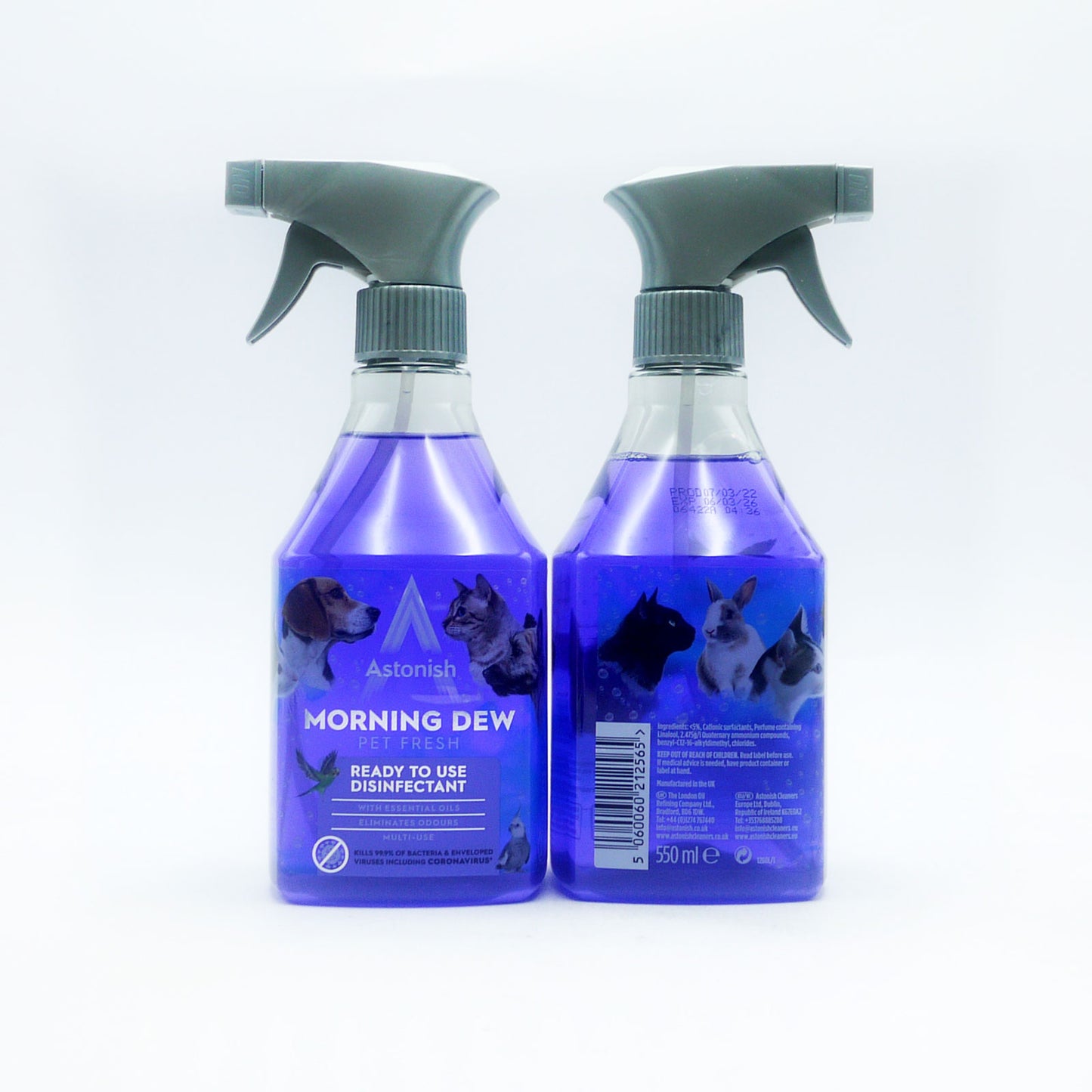 ASTONISH DÉSINFECTANT ROSÉE MATINALE FRAÎCHEUR ANIMAUX 550ml
