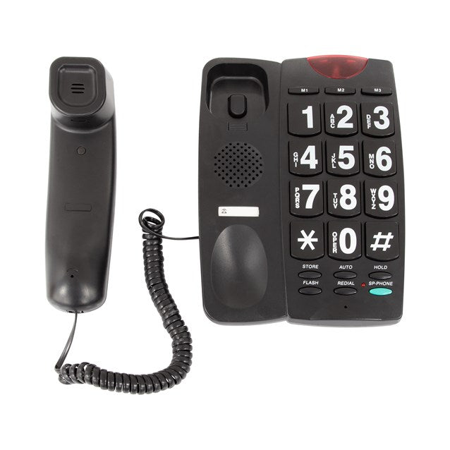 Téléphone à grosses touches et lampe LED - Noir
