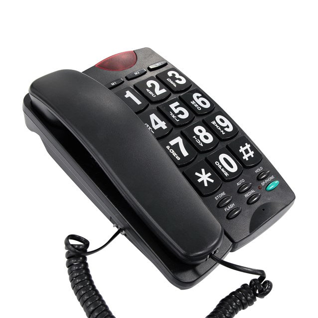 Téléphone à grosses touches et lampe LED - Noir