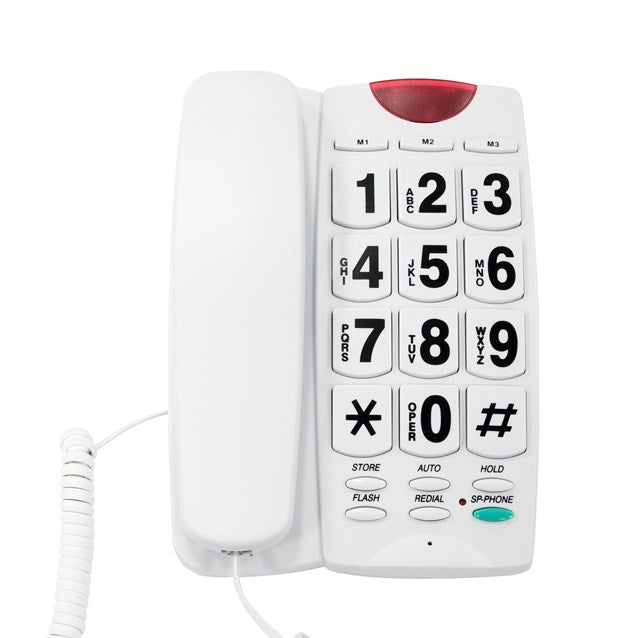 Jumbo Button Telephone & LED Light - White