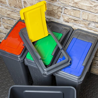 Recycle It 25L Slimline Bin & Lid Graphite/Gen. Yellow