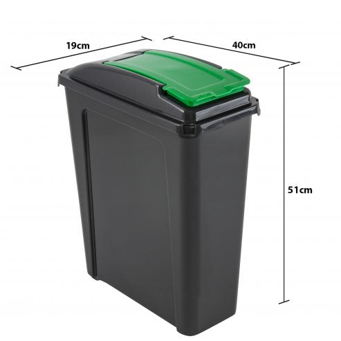 Recycle It 25L Slimline Bin & Lid Graphite/Gen. Red