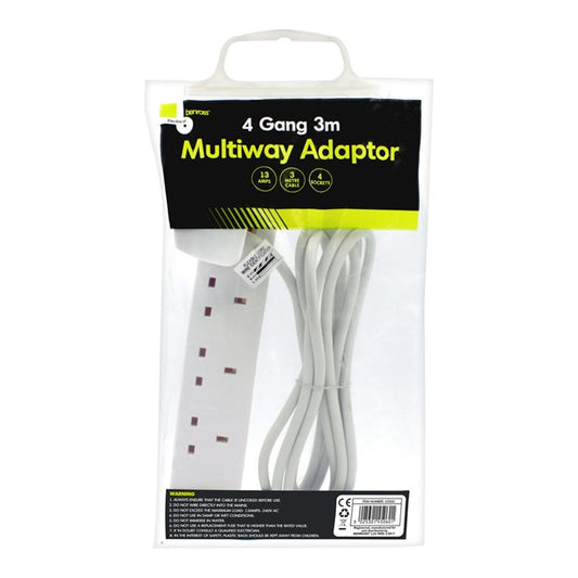 4 Way 3M Extension Lead - 13A