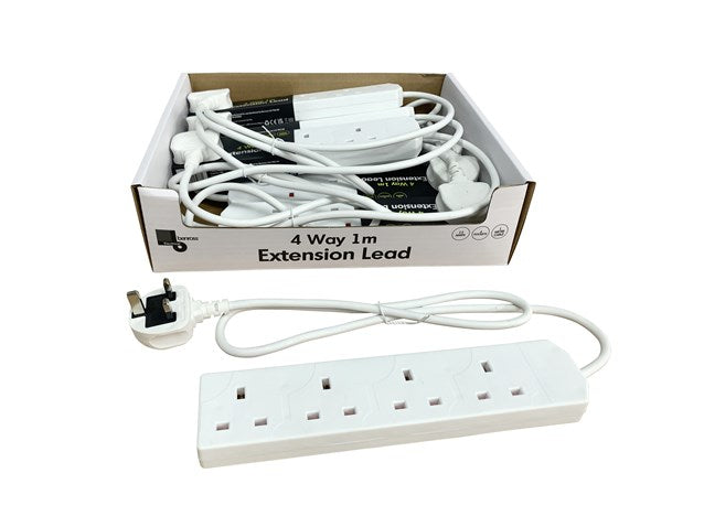 4 Way 1M Extension Lead - 13A