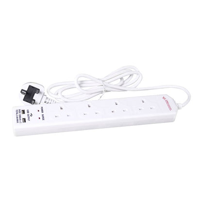 Multiprise parasurtenseur 4 prises 2m avec 2 ports USB 2.4A