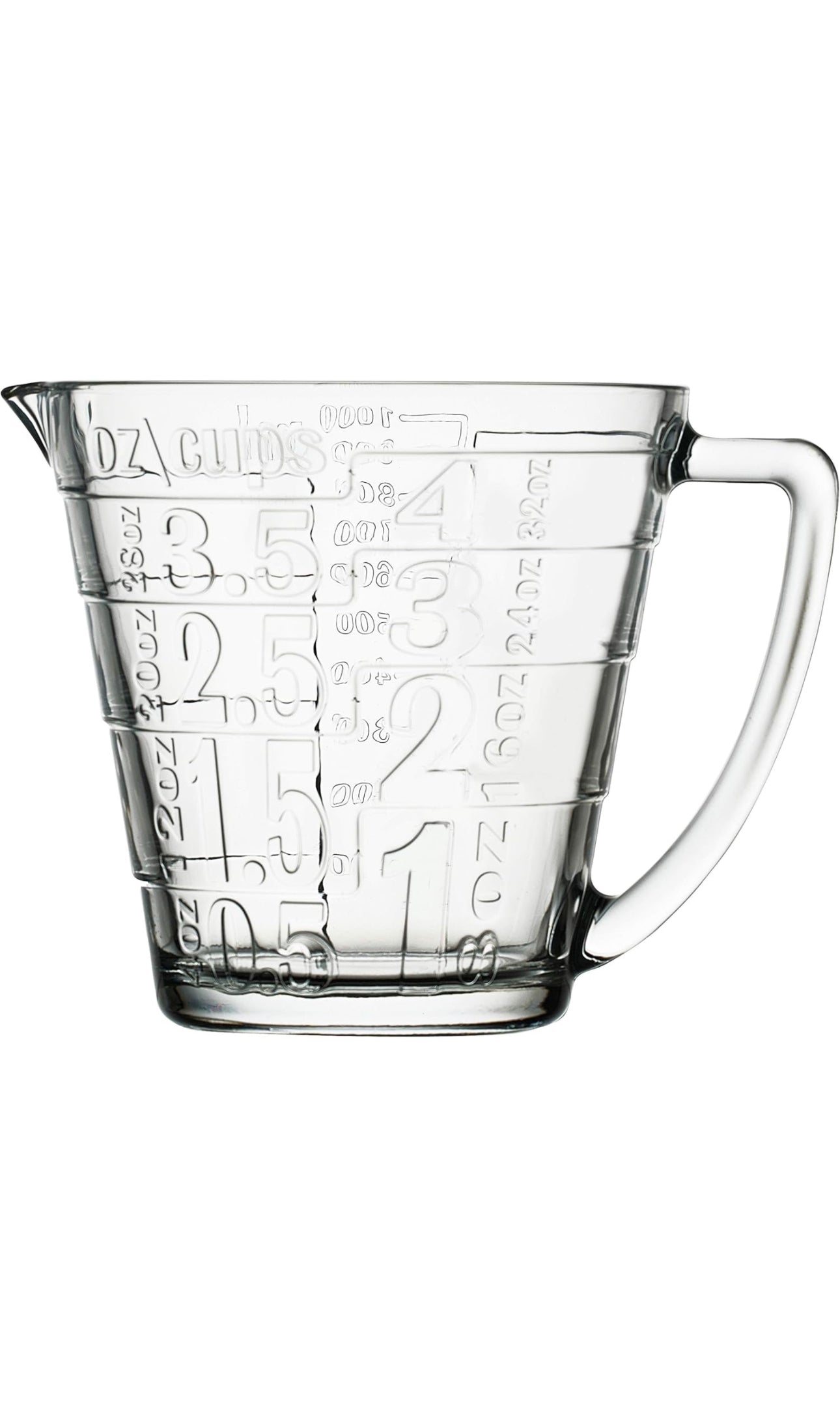 Pichet mesureur en verre trempé ~ 1,2 litre transparent avec poignée Qualité professionnelle Lot de 1