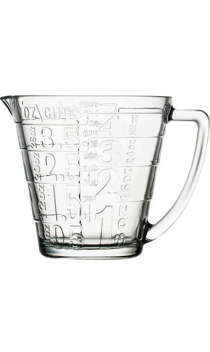 Pichet mesureur en verre trempé ~ 1,2 litre transparent avec poignée Qualité professionnelle Lot de 1