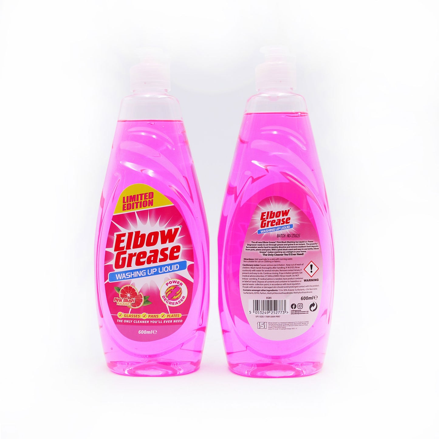 ELBOW GREASE PINK WASHING UP LIQUID 600ML