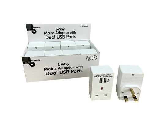 5V Adaptor W/2 USB Sockets - 2.1A