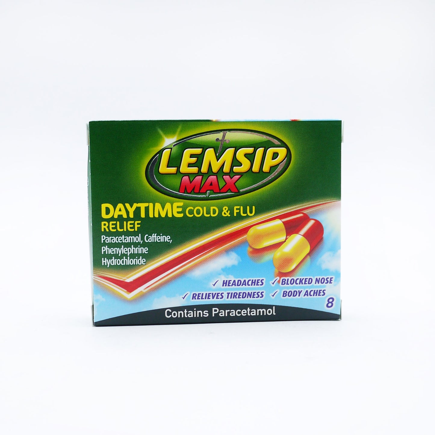 LEMSIP MAX DAYTIME COLD & FLU CAPS 8'S