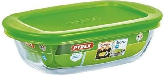Plat en verre Pyrex Classic Cook&Store rectangulaire rond carré ovale avec couvercle bleu