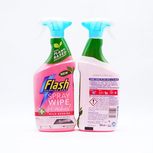 FLASH SPRAY WIPE HINCHED WILD BERRY ANTI BAC 800ML