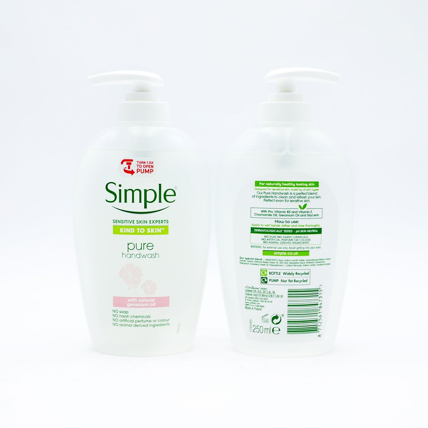 SIMPLE HAND WASH PURE SENSITVE PUMP (C) 250ml